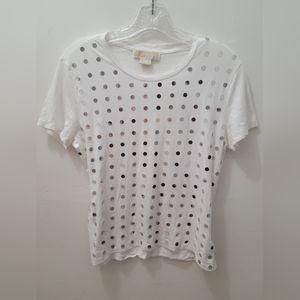 Holiday MICHAEL Michael Kors White Stretch Mirrored Polka Dot Tee